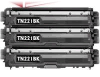 BROTHER TN-221BK 3 PACK COMBO BLACK GENERIC High Yield 2500 Pages for MFC-9130CW MFC-9330CDW M